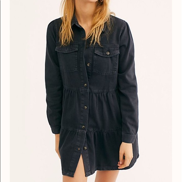nicole cotton denim shirtdress